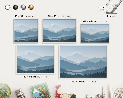 Magnettafel aus Metall für Souvenirs in weißem Rahmen Harmonie der Berge