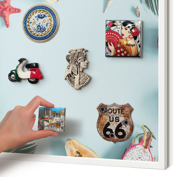 Wand-Magnettafel für Reisesouvenirs mit weißem Rahmen Tropenurlaub