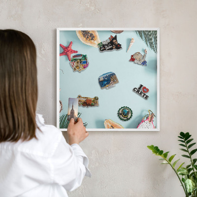 Wand-Magnettafel für Reisesouvenirs mit weißem Rahmen Tropenurlaub