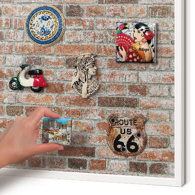 Wand-Magnettafel für Reisesouvenirs mit weißem Rahmen Ziegelmauer