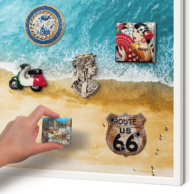 Magnettafel aus Metall für Souvenirs in weißem Rahmen Meer und Strand