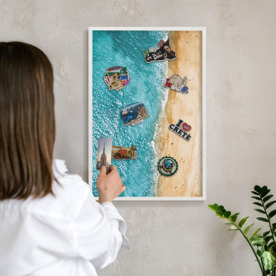 Magnettafel aus Metall für Souvenirs in weißem Rahmen Meer und Strand