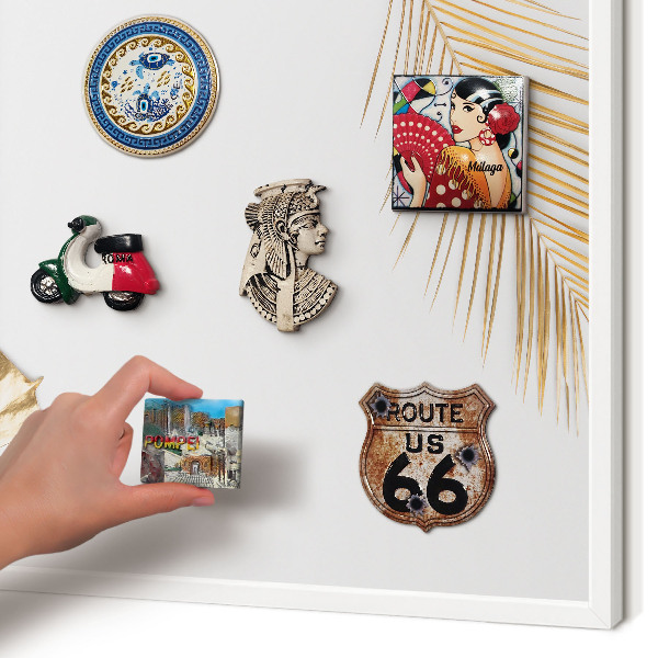 Wand-Magnettafel für Reisesouvenirs mit weißem Rahmen Elegante Blätter