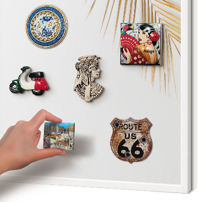 Wand-Magnettafel für Reisesouvenirs mit weißem Rahmen Elegante Blätter