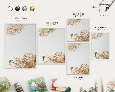 Wand-Magnettafel für Reisesouvenirs mit weißem Rahmen Elegante Blätter