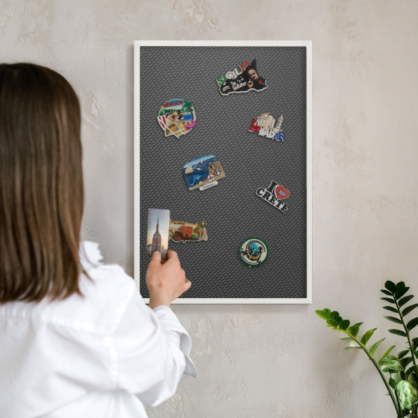 Magnettafel aus Metall für Souvenirs in weißem Rahmen Geometrische Textur