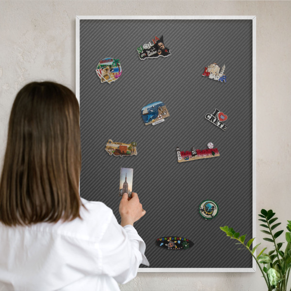 Magnettafel aus Metall für Souvenirs in weißem Rahmen Geometrische Textur