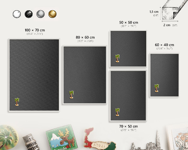 Magnettafel aus Metall für Souvenirs in weißem Rahmen Geometrische Textur