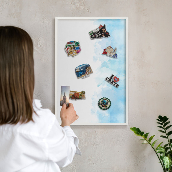 Wand-Magnettafel für Reisesouvenirs mit weißem Rahmen Entspannende Landschaft