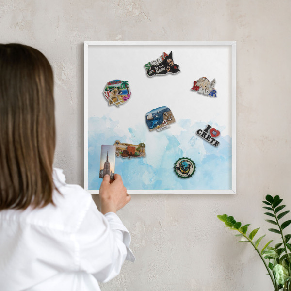Wand-Magnettafel für Reisesouvenirs mit weißem Rahmen Entspannende Landschaft
