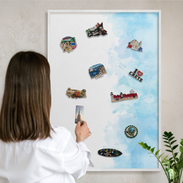 Wand-Magnettafel für Reisesouvenirs mit weißem Rahmen Entspannende Landschaft