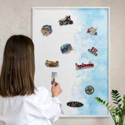 Wand-Magnettafel für Reisesouvenirs mit weißem Rahmen Entspannende Landschaft