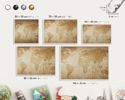Magnettafel aus Metall für Souvenirs in weißem Rahmen Alte Karte