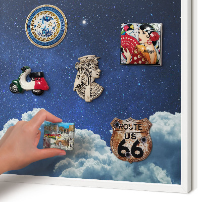 Magnettafel aus Metall für Souvenirs in weißem Rahmen Kosmische Nacht
