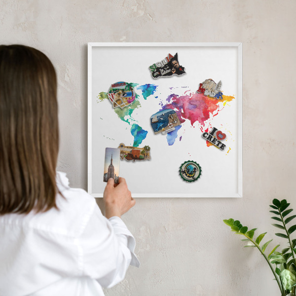 Wand-Magnettafel für Reisesouvenirs mit weißem Rahmen Farbkarte