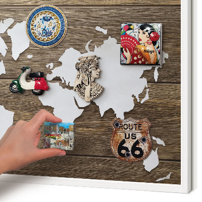 Magnettafel aus Metall für Souvenirs in weißem Rahmen Holzkarte