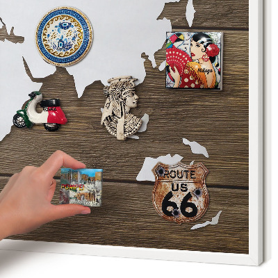 Magnettafel aus Metall für Souvenirs in weißem Rahmen Holzkarte