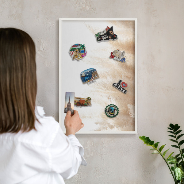 Wand-Magnettafel für Reisesouvenirs mit weißem Rahmen Essentielle Gräser