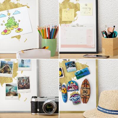 Wand-Magnettafel für Reisesouvenirs mit weißem Rahmen Weltkarte