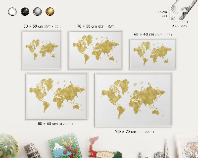 Wand-Magnettafel für Reisesouvenirs mit weißem Rahmen Weltkarte