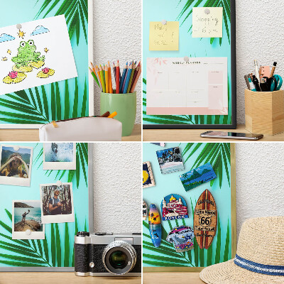 Wand-Magnettafel für Reisesouvenirs mit weißem Rahmen Grüne Blätter