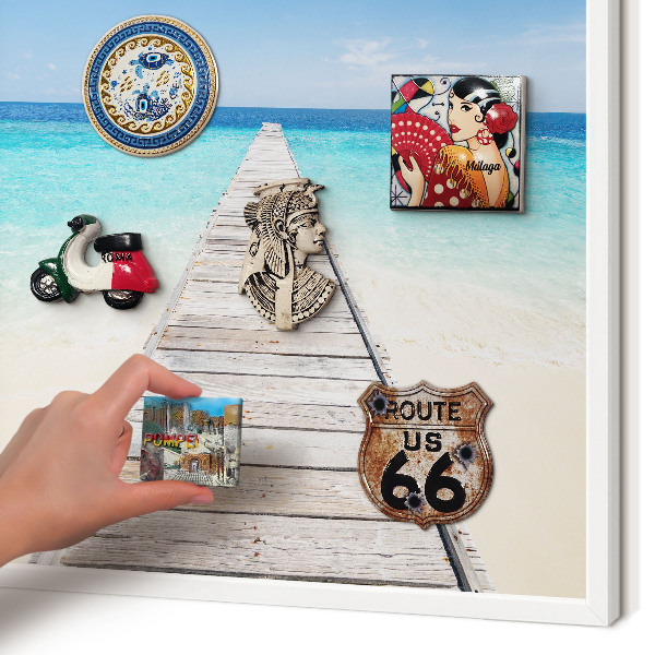 Magnettafel aus Metall für Souvenirs in weißem Rahmen Ocean Pier