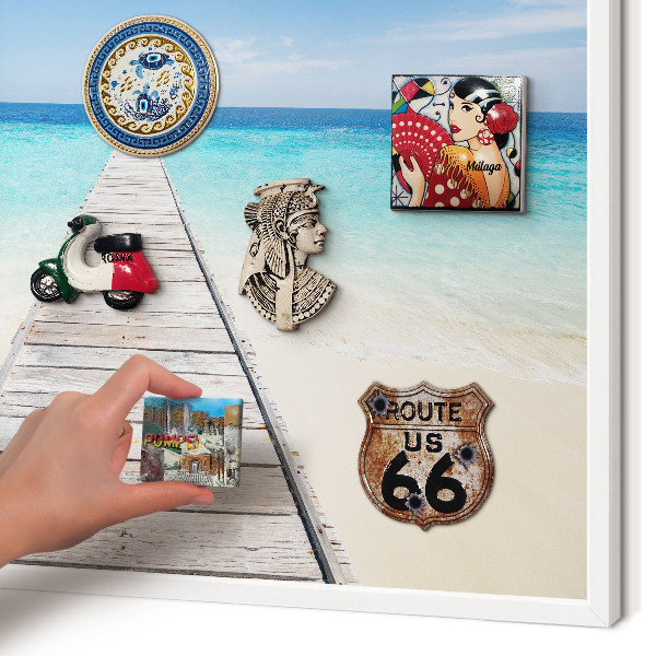 Magnettafel aus Metall für Souvenirs in weißem Rahmen Ocean Pier
