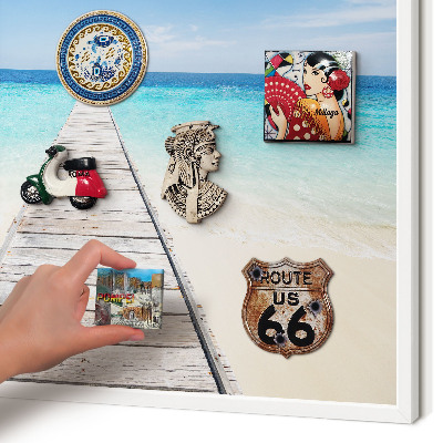 Magnettafel aus Metall für Souvenirs in weißem Rahmen Ocean Pier