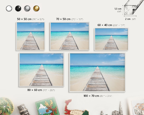 Magnettafel aus Metall für Souvenirs in weißem Rahmen Ocean Pier