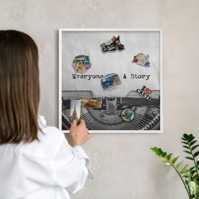 Wand-Magnettafel für Reisesouvenirs mit weißem Rahmen Vintage-Maschine
