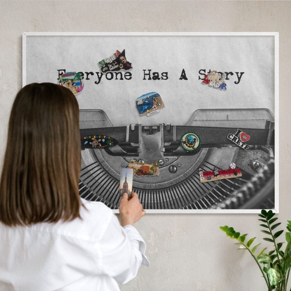 Wand-Magnettafel für Reisesouvenirs mit weißem Rahmen Vintage-Maschine
