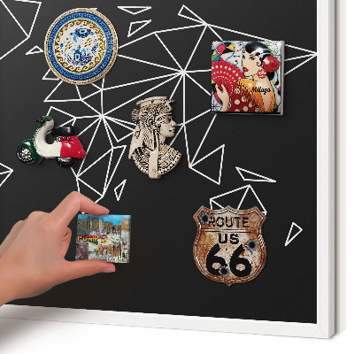 Magnettafel aus Metall für Souvenirs in weißem Rahmen Weltkarte