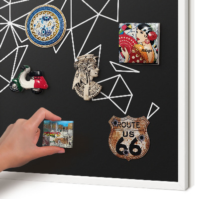 Magnettafel aus Metall für Souvenirs in weißem Rahmen Weltkarte