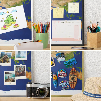 Wand-Magnettafel für Reisesouvenirs mit weißem Rahmen Kartierung der Welt