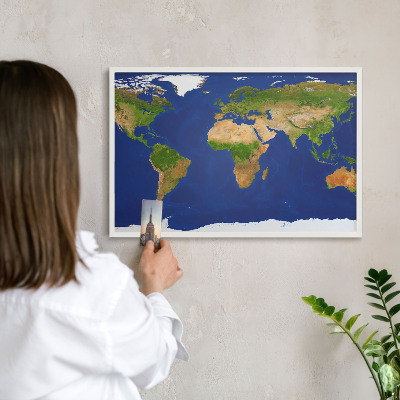 Wand-Magnettafel für Reisesouvenirs mit weißem Rahmen Kartierung der Welt
