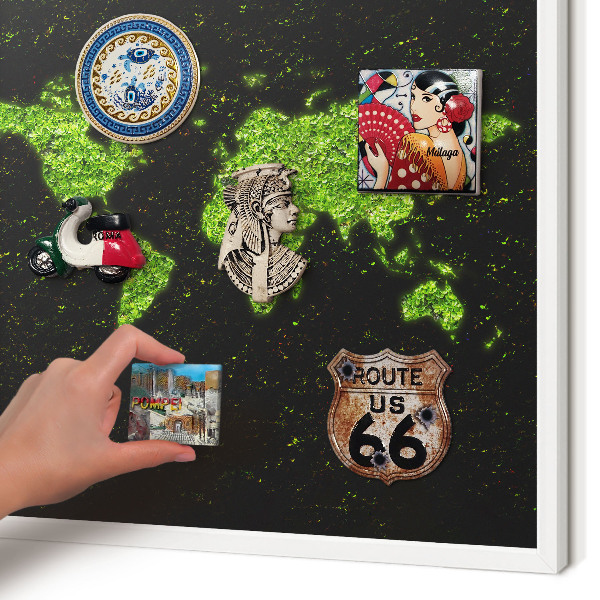 Magnettafel aus Metall für Souvenirs in weißem Rahmen Grüne Karte