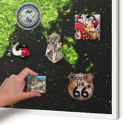 Magnettafel aus Metall für Souvenirs in weißem Rahmen Grüne Karte