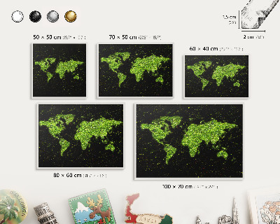 Magnettafel aus Metall für Souvenirs in weißem Rahmen Grüne Karte