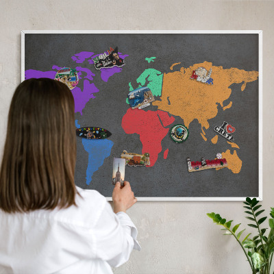 Wand-Magnettafel für Reisesouvenirs mit weißem Rahmen Farbkarte