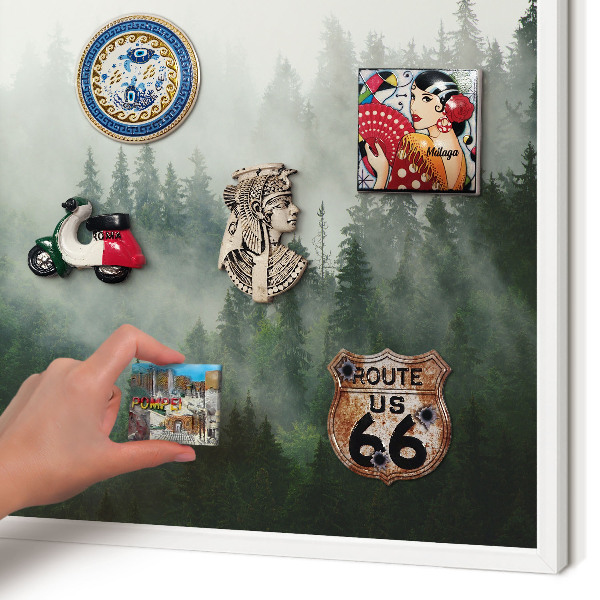 Magnettafel aus Metall für Souvenirs in weißem Rahmen Waldmagie