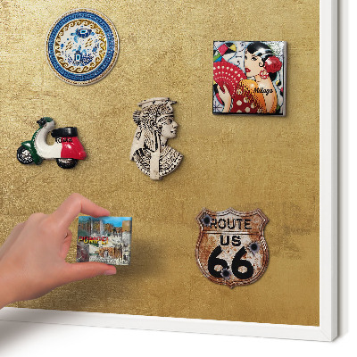 Wand-Magnettafel für Reisesouvenirs mit weißem Rahmen Gelbe Textur