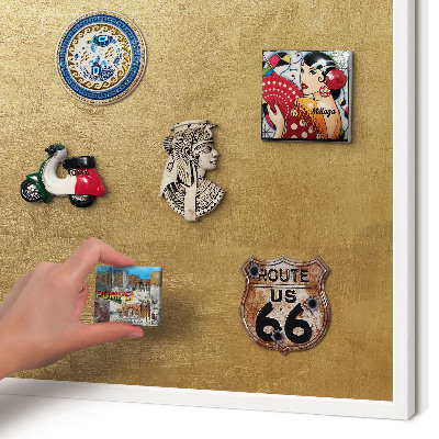 Wand-Magnettafel für Reisesouvenirs mit weißem Rahmen Gelbe Textur