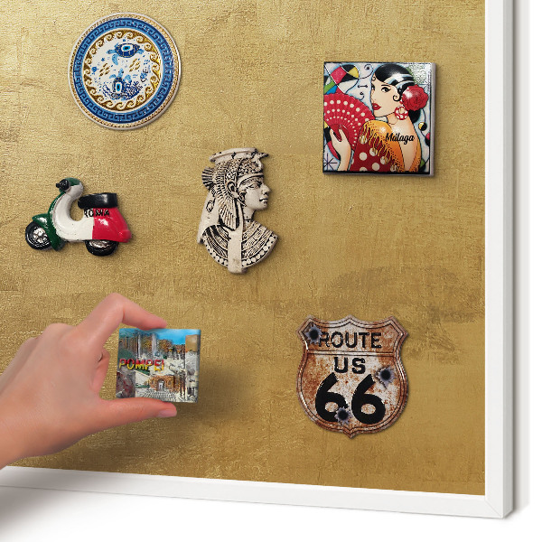 Wand-Magnettafel für Reisesouvenirs mit weißem Rahmen Gelbe Textur