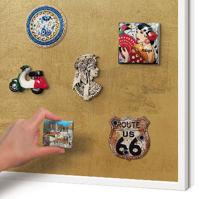 Wand-Magnettafel für Reisesouvenirs mit weißem Rahmen Gelbe Textur