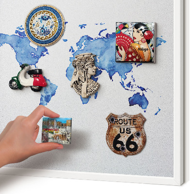 Magnettafel aus Metall für Souvenirs in weißem Rahmen Aquarellkarte