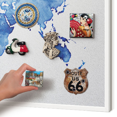 Magnettafel aus Metall für Souvenirs in weißem Rahmen Aquarellkarte