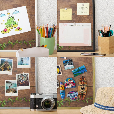 Wand-Magnettafel für Reisesouvenirs mit weißem Rahmen Holznatur