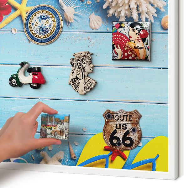 Wand-Magnettafel für Reisesouvenirs mit weißem Rahmen Urlaubsstrand