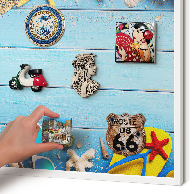 Wand-Magnettafel für Reisesouvenirs mit weißem Rahmen Urlaubsstrand