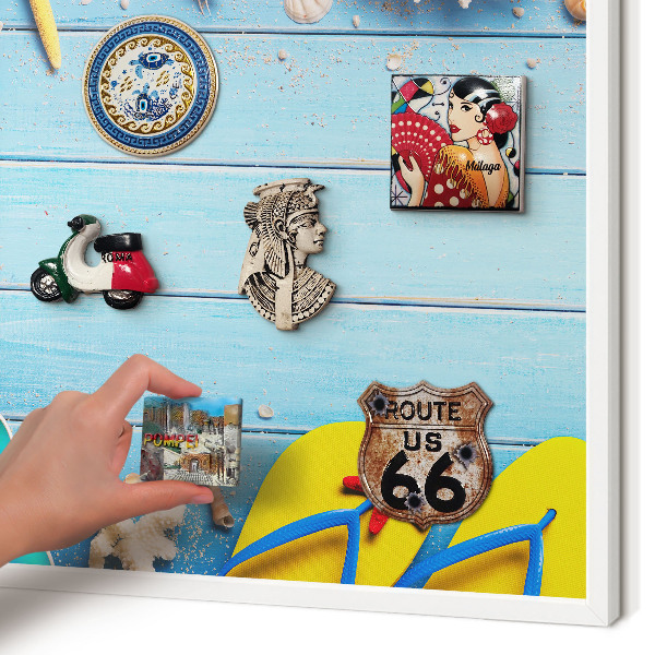 Wand-Magnettafel für Reisesouvenirs mit weißem Rahmen Urlaubsstrand